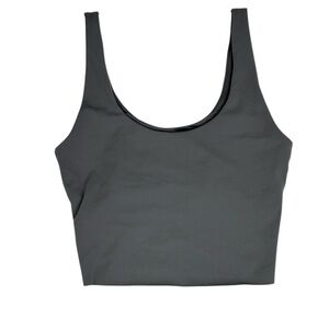 STYLERUNNER Small Dark Gray Sleeveless Crop Built-in Bra Workout Top